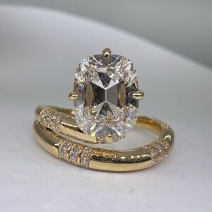 2.23 carat D VVS1 antique cushion lab diamond engagement ring unique band